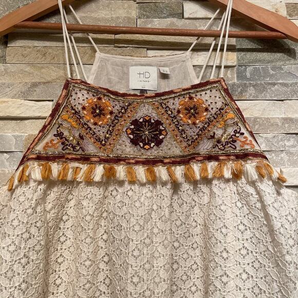 HD in Paris 10 Lace Tank Top | Embroidered Boho Festival Tassel Beaded Blouse - Picture 8 of 8